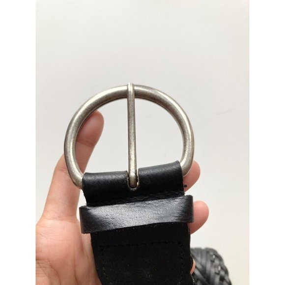 TOMMY HILFIGER Black Braided Woven Leather Hip Belt, Size XS - Picture 10 of 12